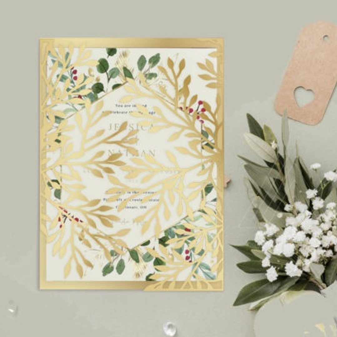 Arquivo de Corte Convite Flolhagem  1