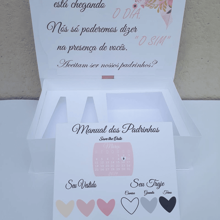 Aquivo de Corte Caixa Padrinhos Casamento Gravata/Esmalte 1