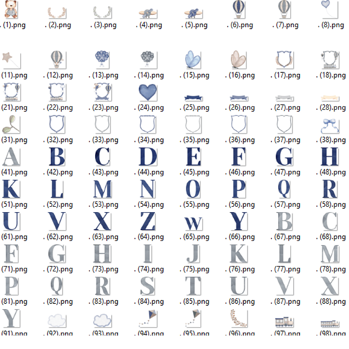 Kit Digital Monogramas Ursinho Azul Marinheiro e Cinza 2