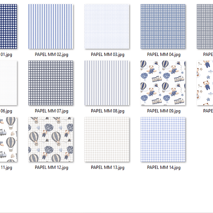 Kit Digital Monogramas Ursinho Azul Marinheiro e Cinza 3