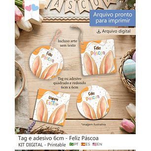 Arquivo Páscoa Tag e Adesivo 6cm 