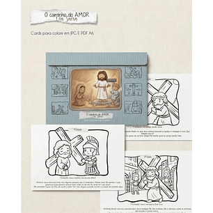 Arquivo Páscoa Cards Colorir A6 Via Sacra para Crianças