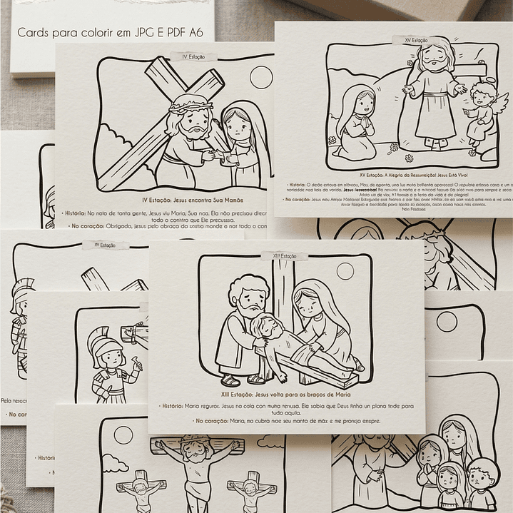 Arquivo Páscoa Cards Colorir A6 Via Sacra para Crianças 2