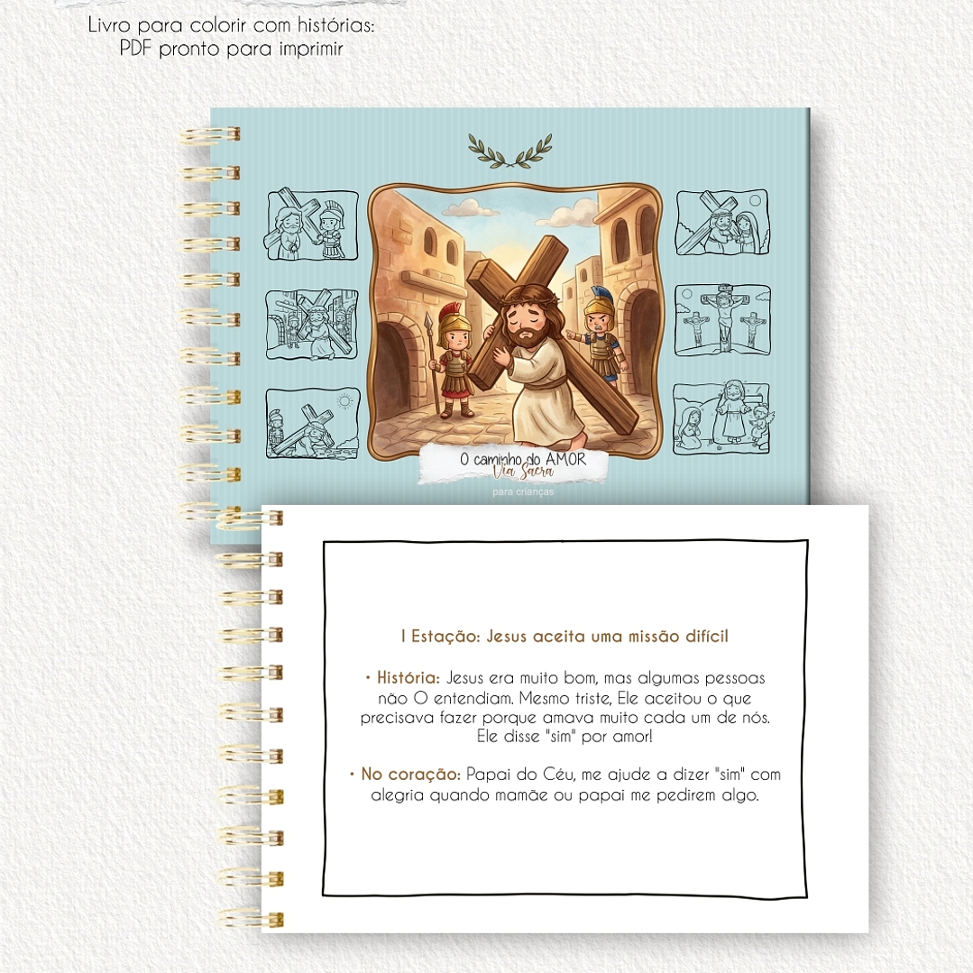Arquivo Páscoa Livro de Colorir A5 A Caminho do Amor Via Sacra para Crianças  2