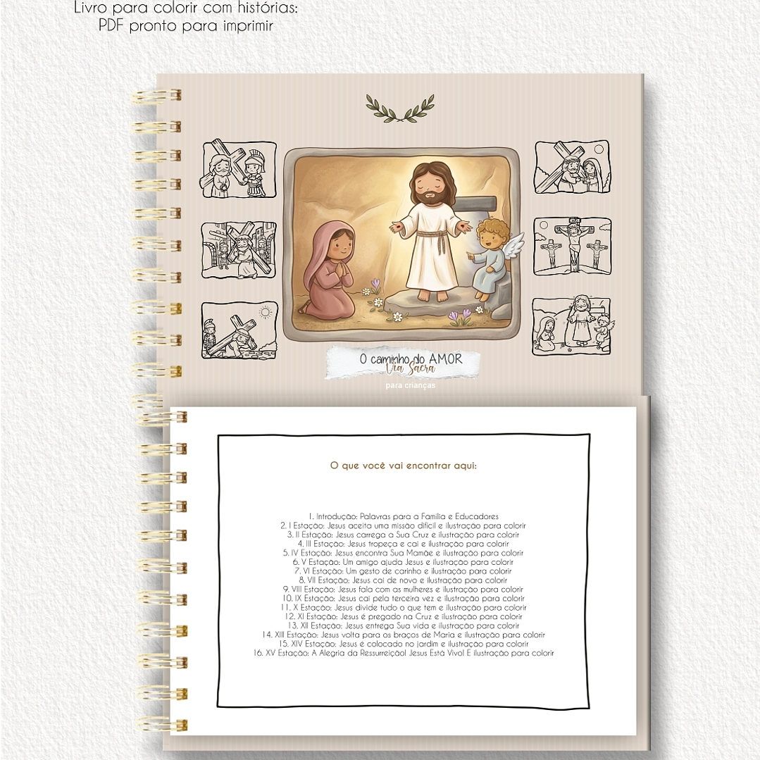 Arquivo Páscoa Livro de Colorir A5 A Caminho do Amor Via Sacra para Crianças  5