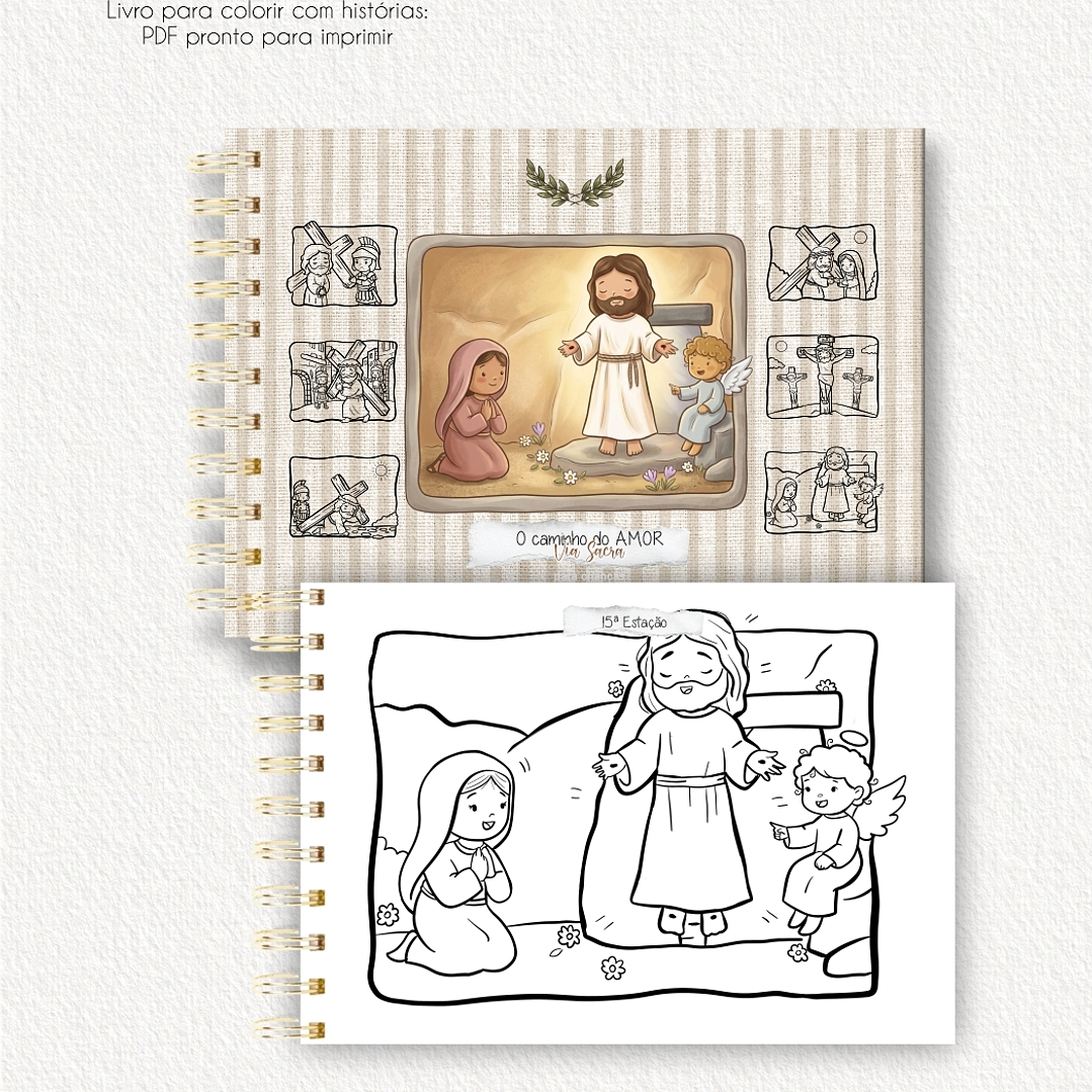 Arquivo Páscoa Livro de Colorir A5 A Caminho do Amor Via Sacra para Crianças  9