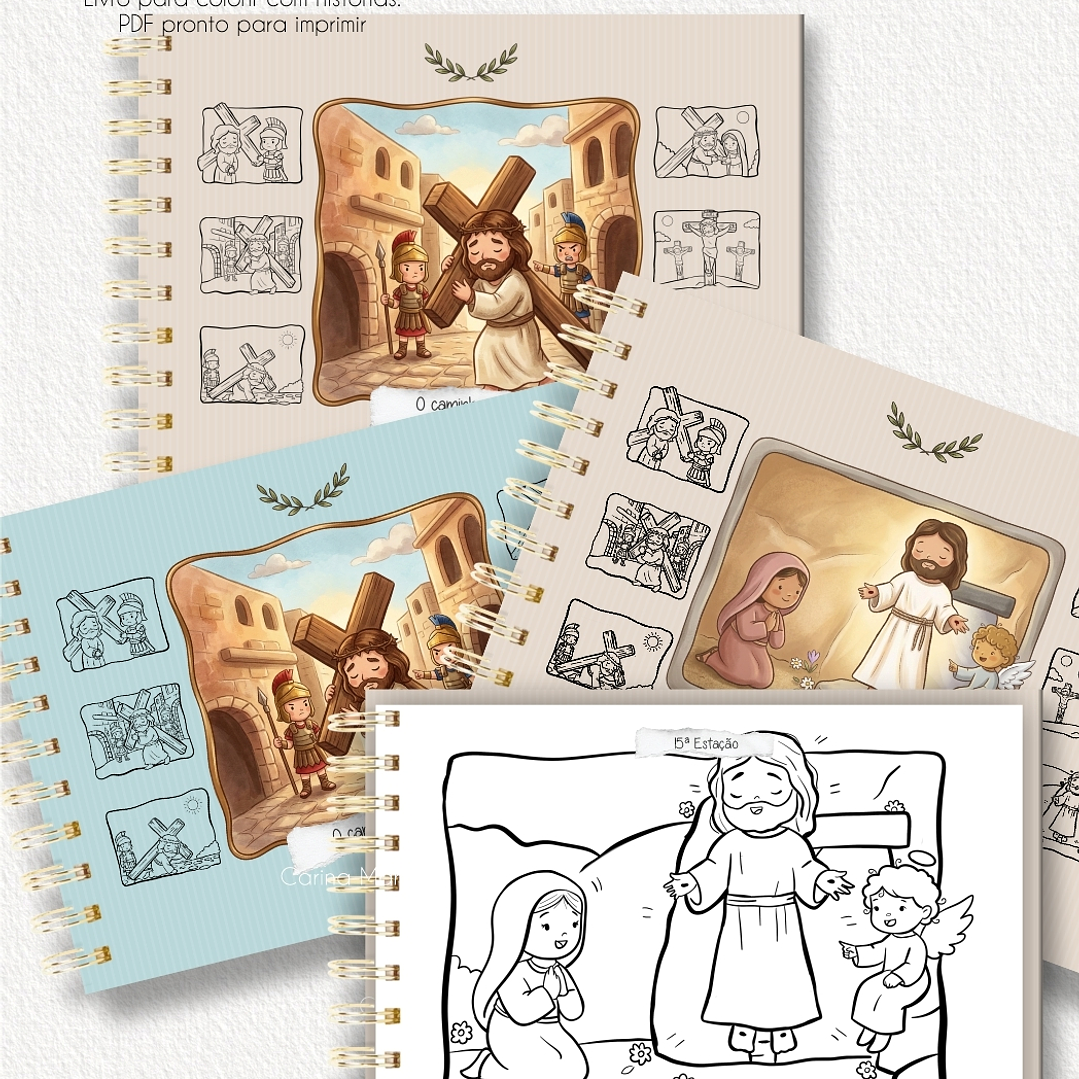Arquivo Páscoa Livro de Colorir A5 A Caminho do Amor Via Sacra para Crianças  15