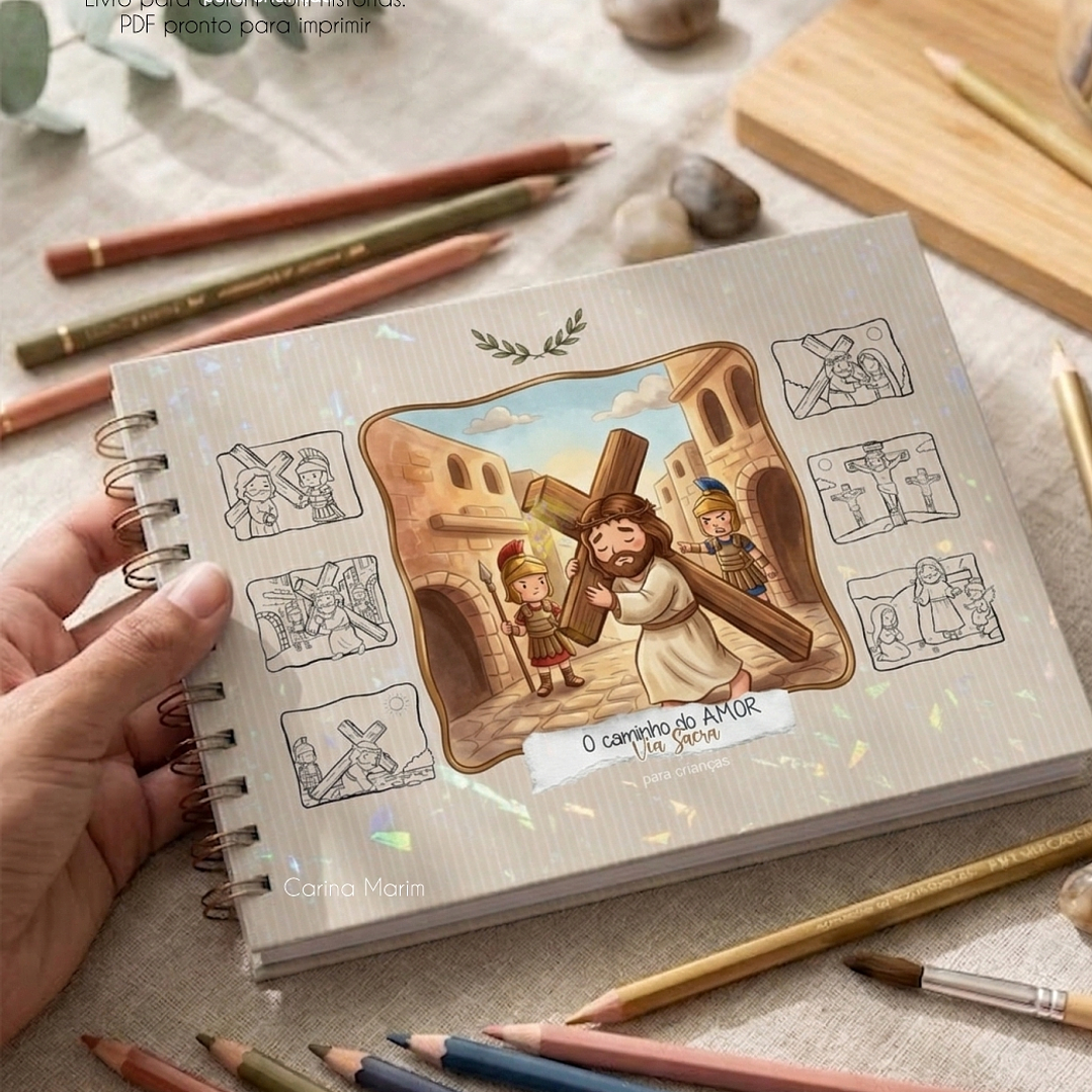 Arquivo Páscoa Livro de Colorir A5 A Caminho do Amor Via Sacra para Crianças  16