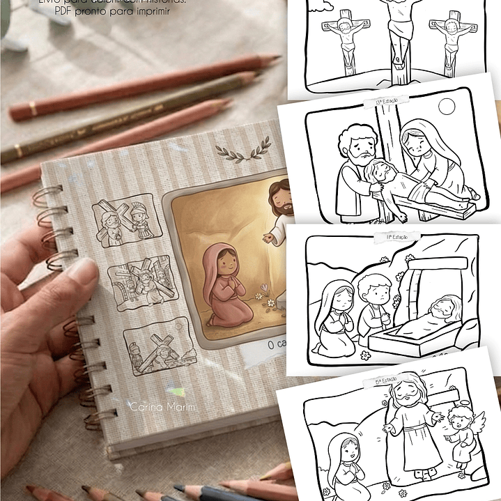Arquivo Páscoa Livro de Colorir A5 A Caminho do Amor Via Sacra para Crianças  17