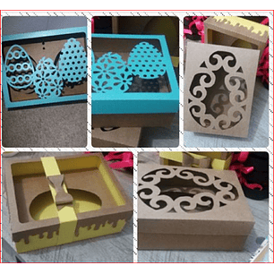 Arquivo de Corte Caixa Ovo de Colher Tampa Modelos 