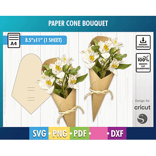 Arquivo Molde para Capa de Buquê em Cone 