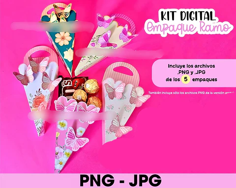 Arquivo Embalagem de Cone Buquê Flores 