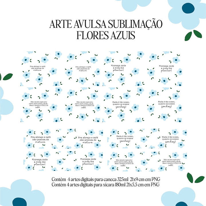 Arquivo Sublimação Flores Azul 1