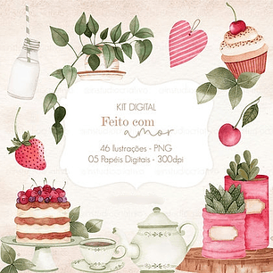 Kit Digital Floral Feito com Amor 