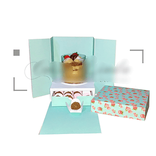 Arquivo de Corte Caixa Cenario Mini Bolo e Docinhos 