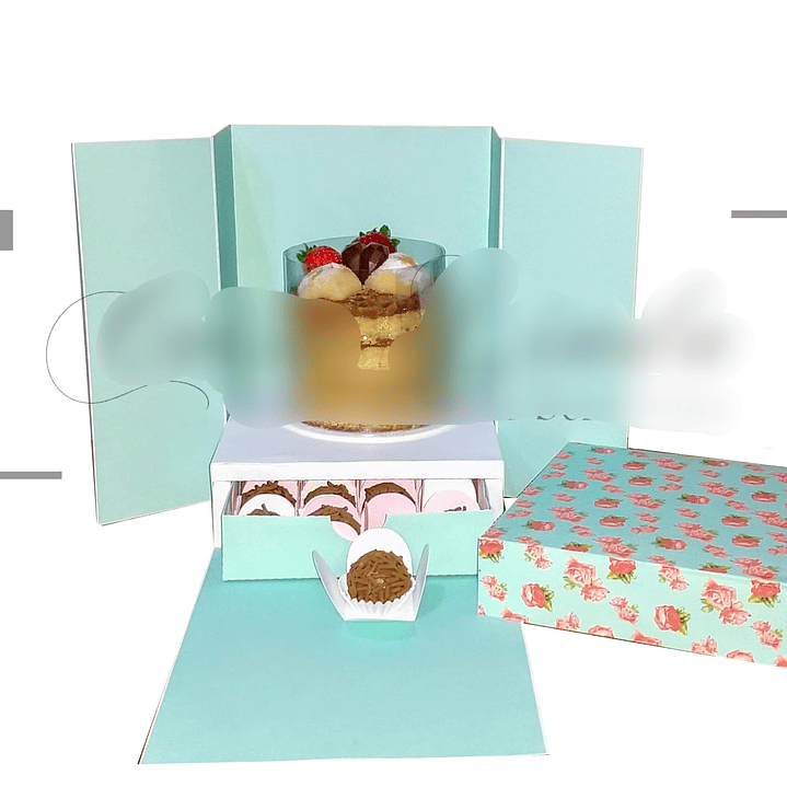 Arquivo de Corte Caixa Cenario Mini Bolo e Docinhos  1