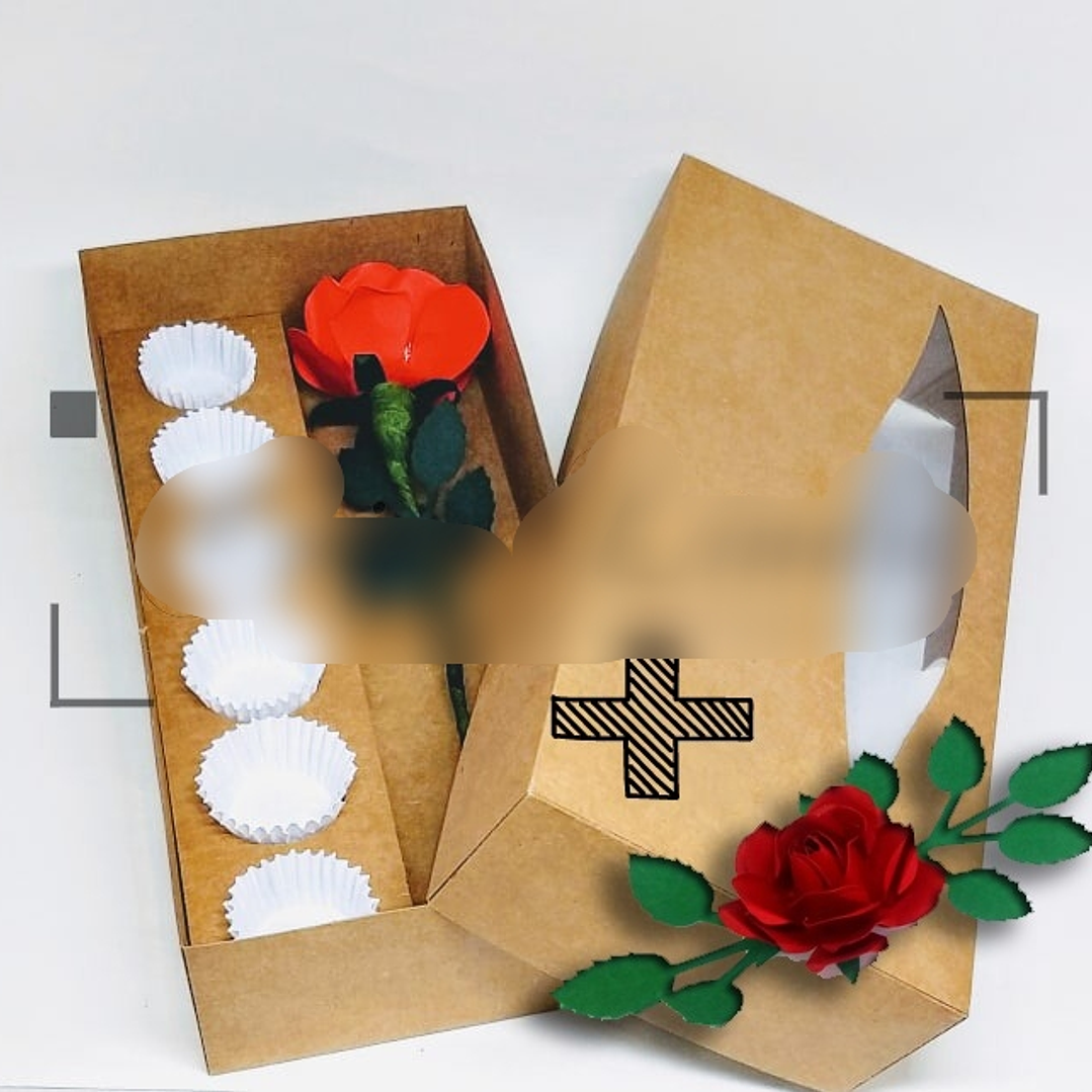 Arquivo de Corte Caixa para Rosa Lateral e 6 Doces 1