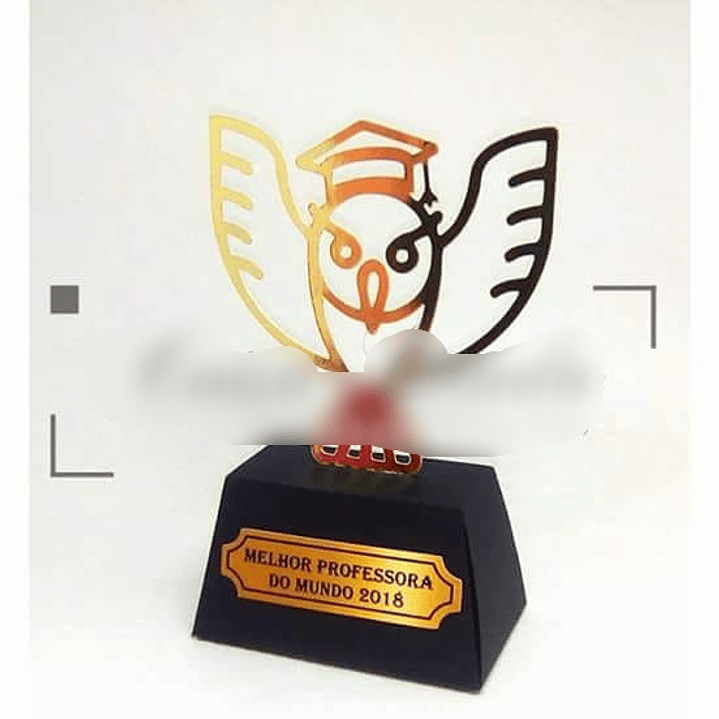 Arquivo de Corte Caixa Troféu Coruja Professor  1