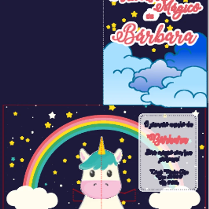 Arquivo de Corte Convite Pop-Up Unicornio  1