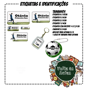 Arquivo de Corte Etiquetas Escolares Futebol 
