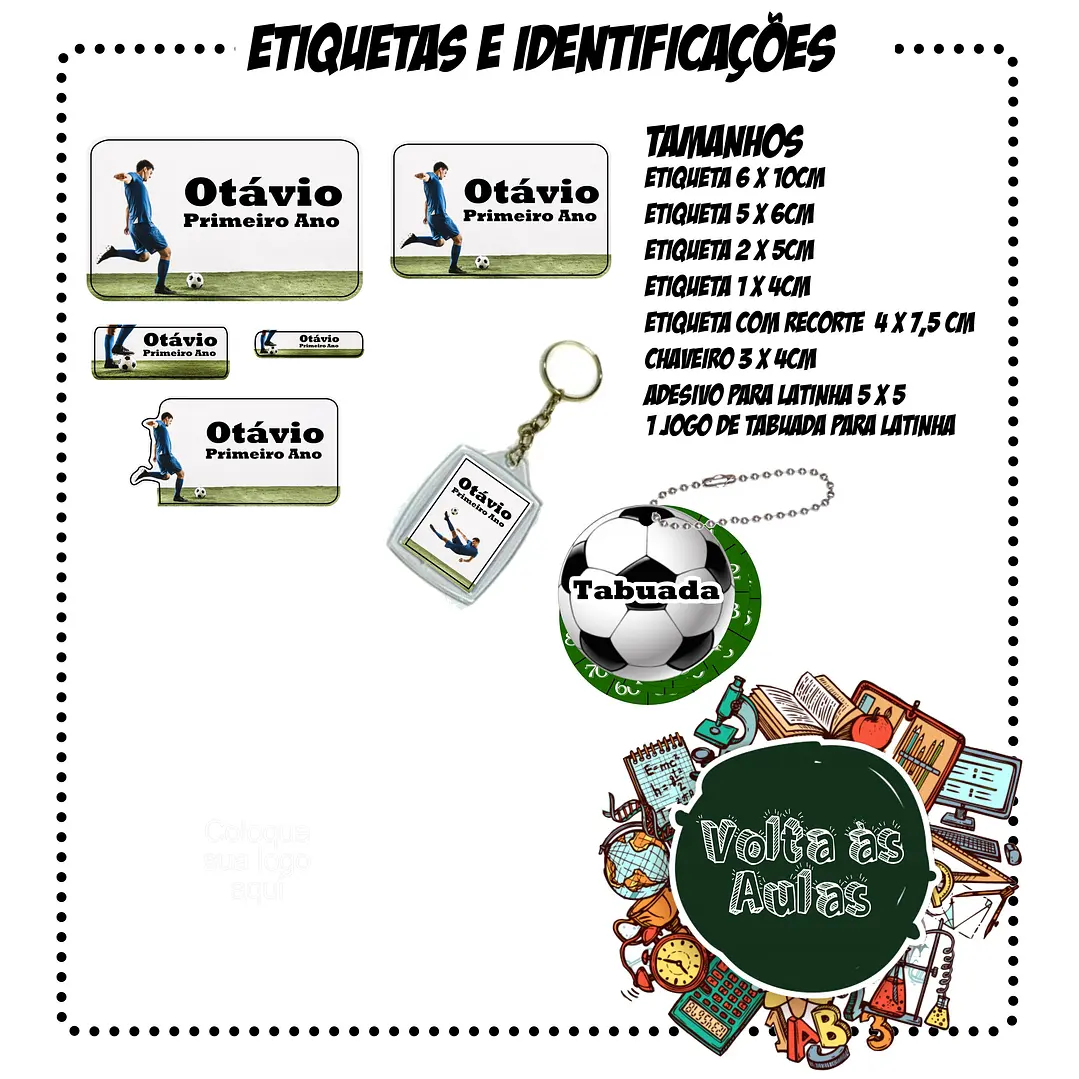 Arquivo de Corte Etiquetas Escolares Futebol  1