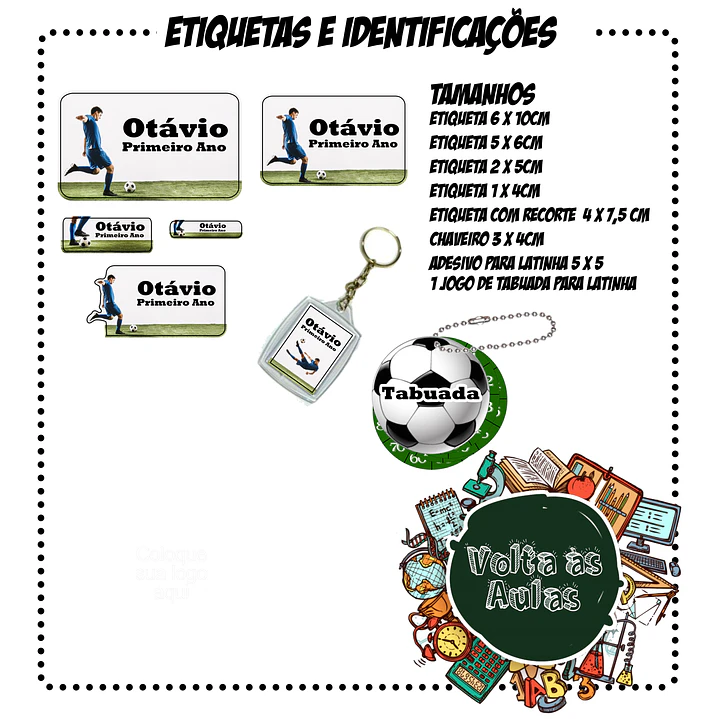 Arquivo de Corte Etiquetas Escolares Futebol  1