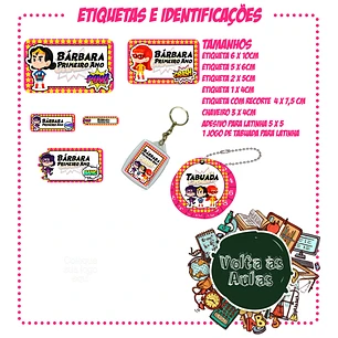 Arquivo de Corte Etiquetas Escolares HeroÃ nas Meninas 