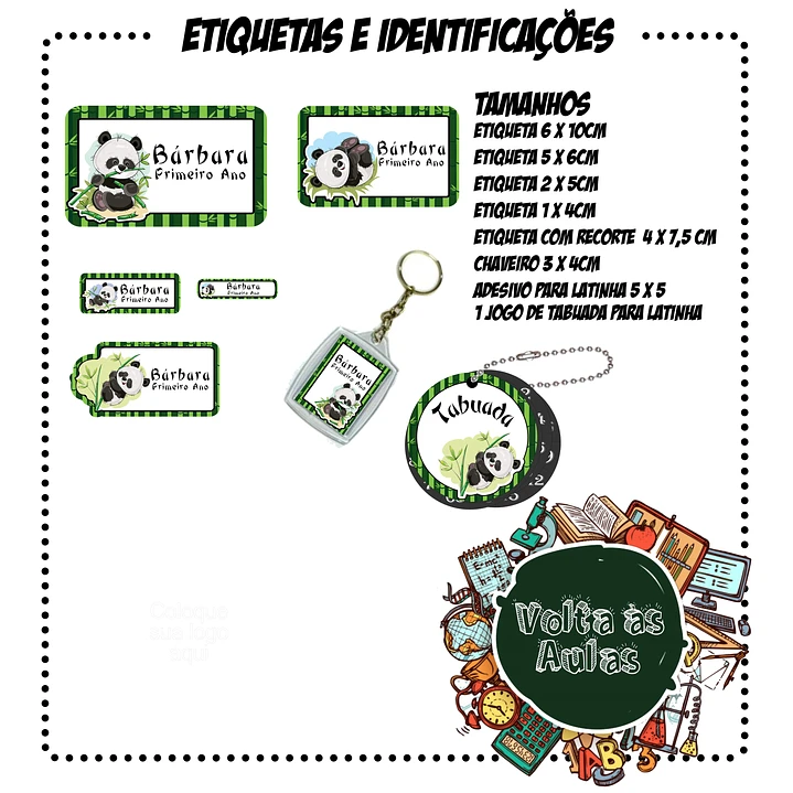 Arquivo de Corte Etiquetas Escolares Panda  1