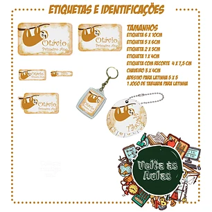 Arquivo de Corte Etiquetas Escolares Preguiça