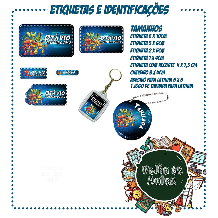 Arquivo de Corte Etiquetas Escolares Robôs 1