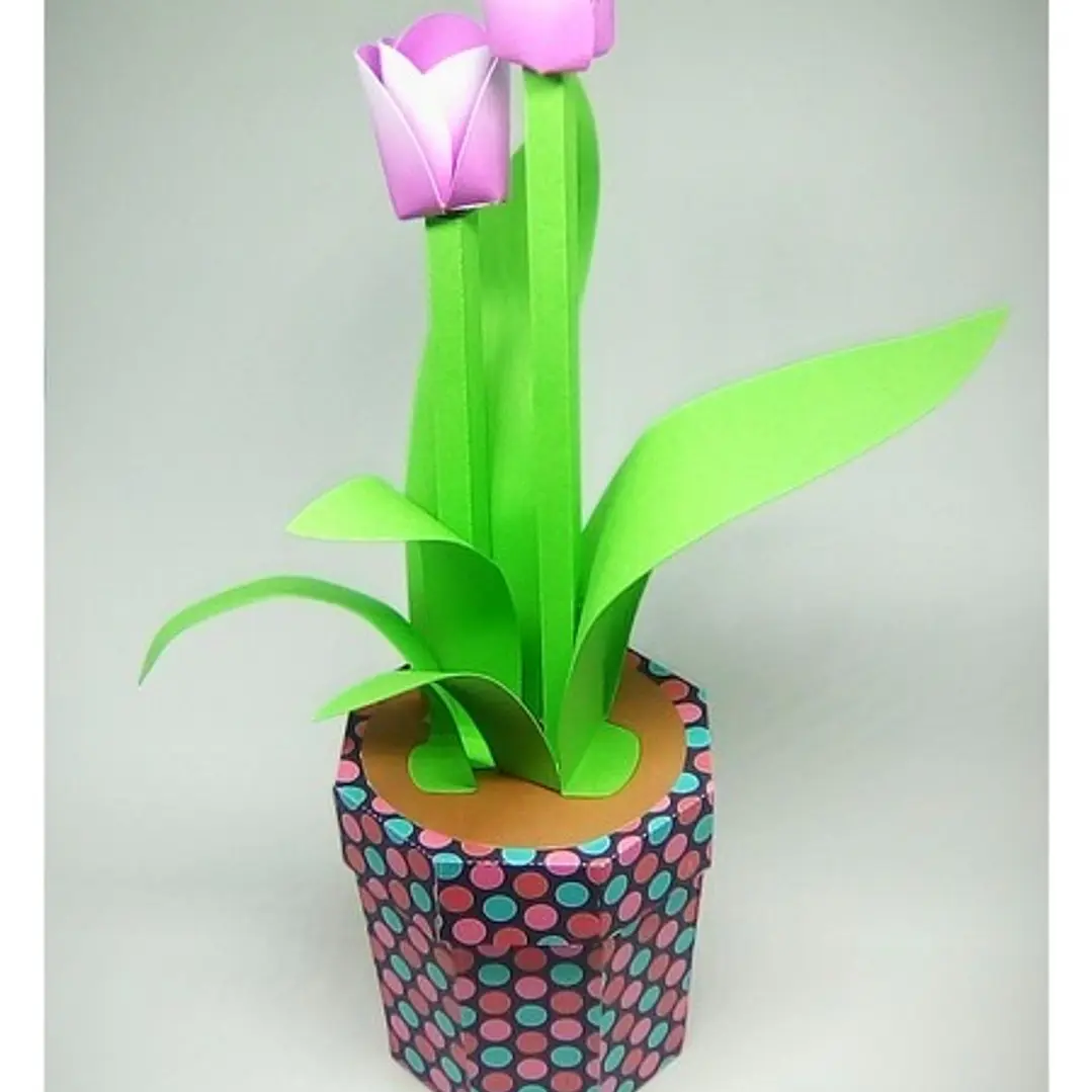 Arquivo de Corte Caixa Vaso Tulipas  1