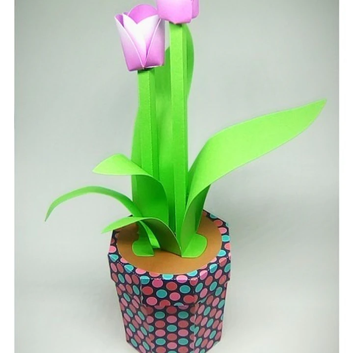 Arquivo de Corte Caixa Vaso Tulipas  1