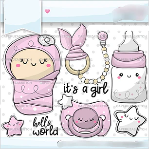 Kit Digital Baby Menina 