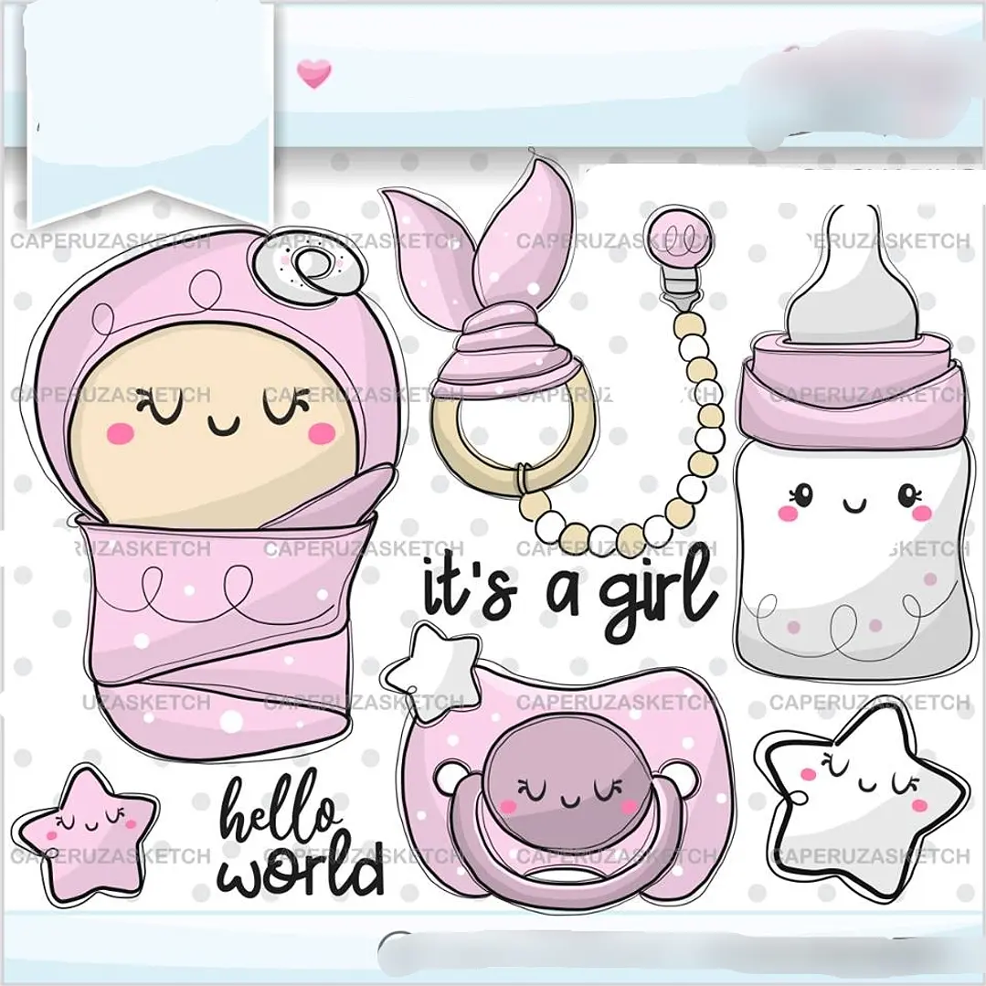 Kit Digital Baby Menina  1