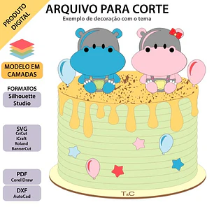 Arquivo Topo de Bolo Chá Revelação Hipopotamo