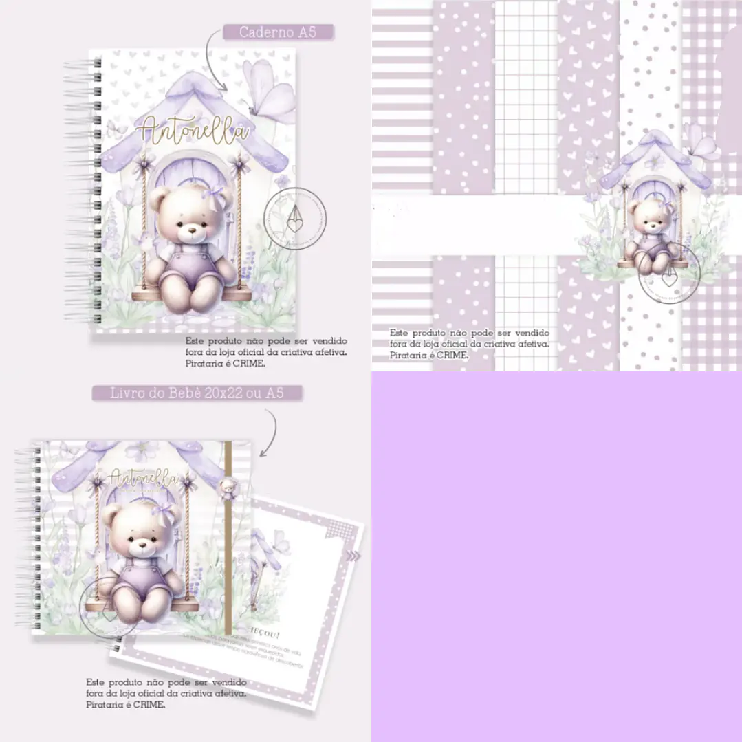 Arquivo Encadernação Baby Combo Ursinha Lilás 1