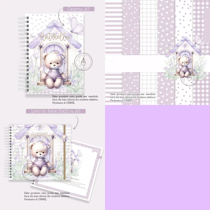 Arquivo Encadernação Baby Combo Ursinha Lilás 1