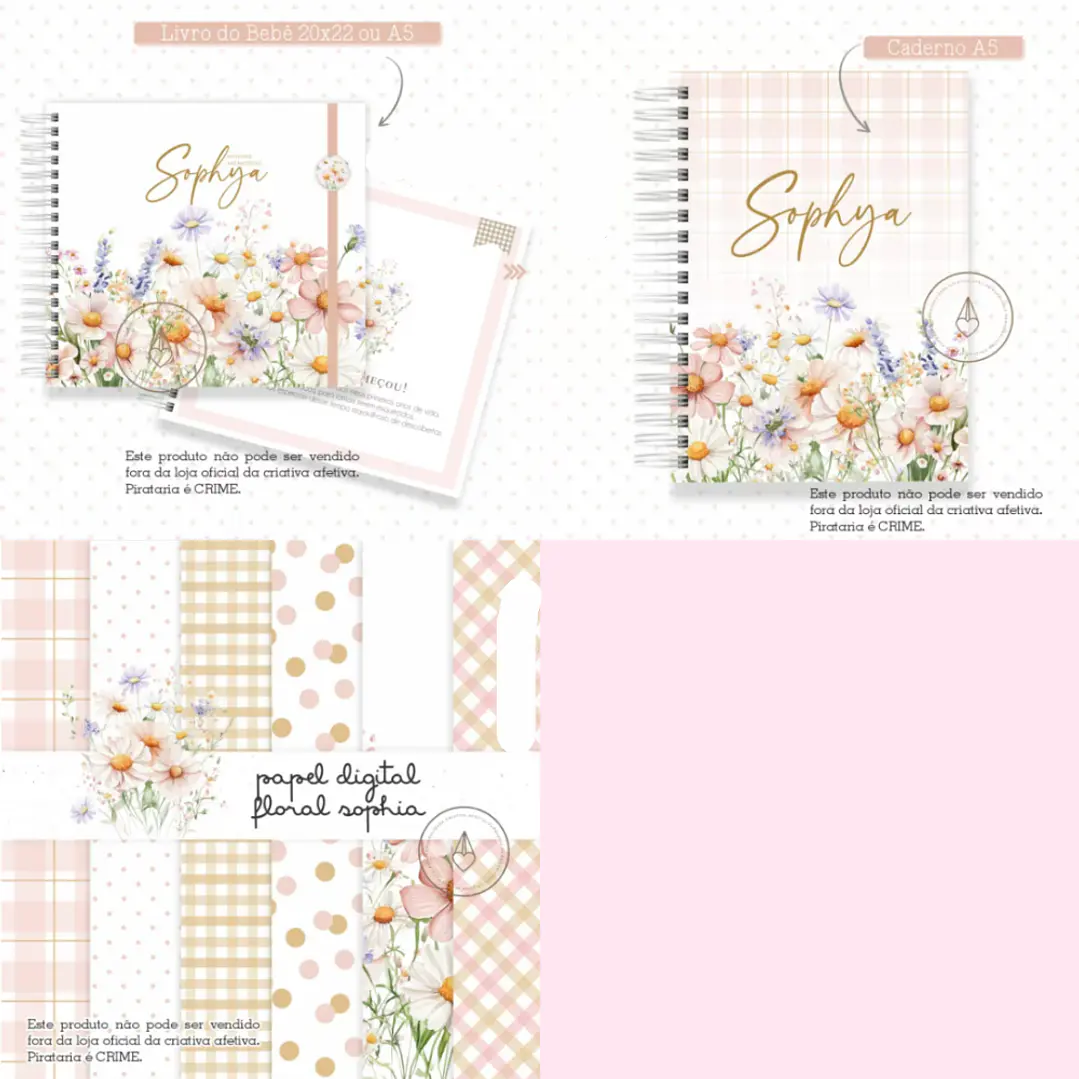 Arquivo Encadernação Baby Combo Floral Delicado  3
