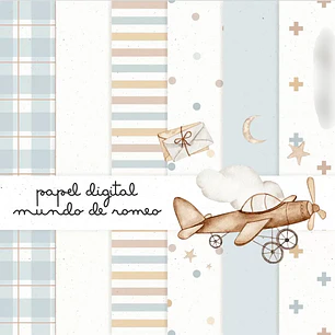Kit Digital Aviãozinho Branco e Azul