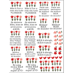 Arquivo Dia das Mães DTF UV Flores e Frases Folha A4