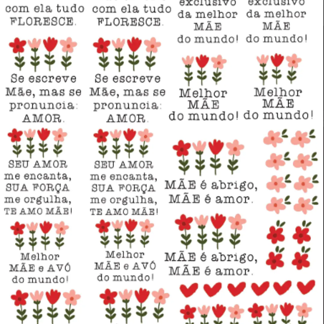 Arquivo Dia das Mães DTF UV Flores e Frases Folha A4 1