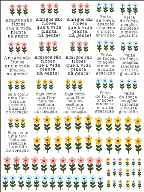 Arquivo Arte DTF UV Frases Flores A4