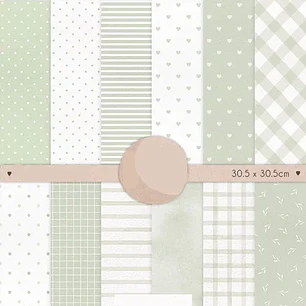 Kit Digital Papéis Verde Pastel Aquarela