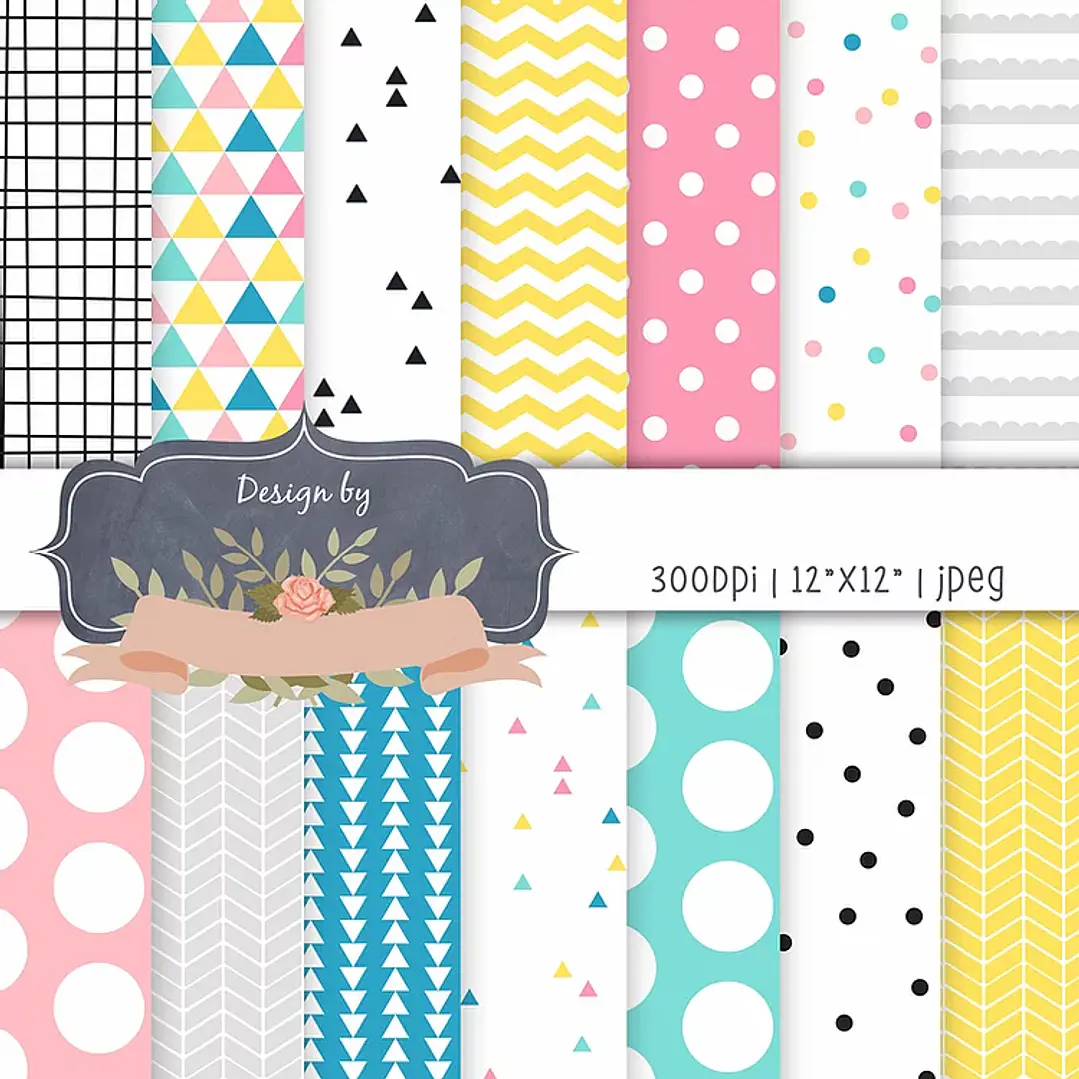 Kit Digital Geométrico Colorido  1