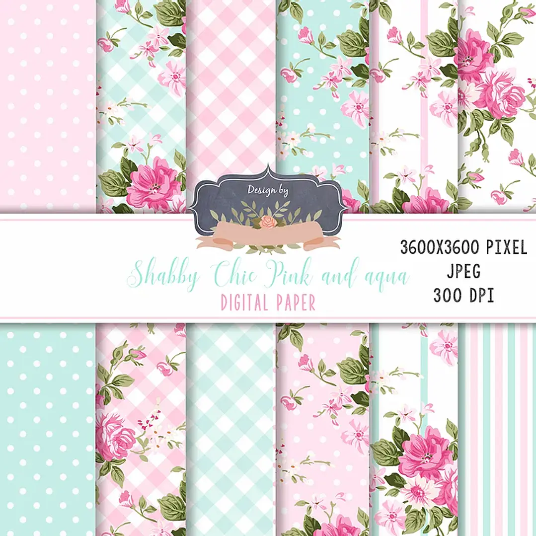 Kit Digital Floral Aqua  1