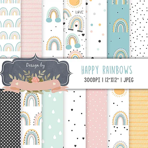 Kit Digital Papel Arco-Ìris 