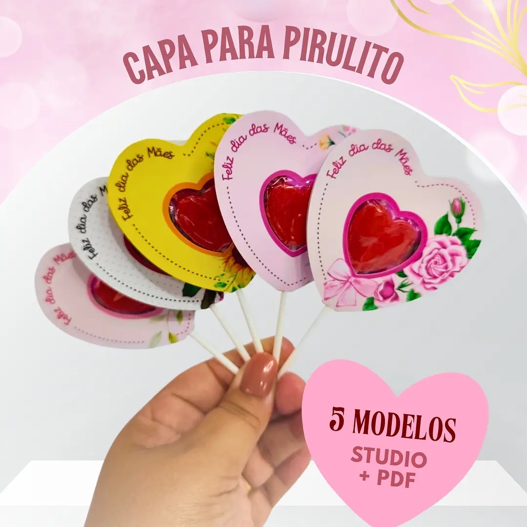 Arquivo Dia das Mães Card Capa Pirulito de Coração  1