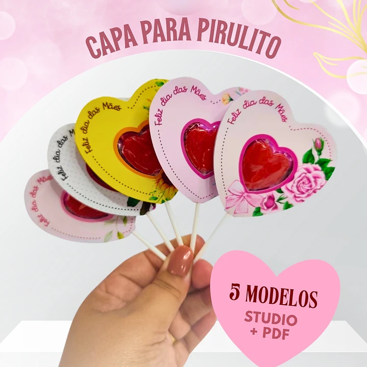 Arquivo Dia das Mães Card Capa Pirulito de Coração  1