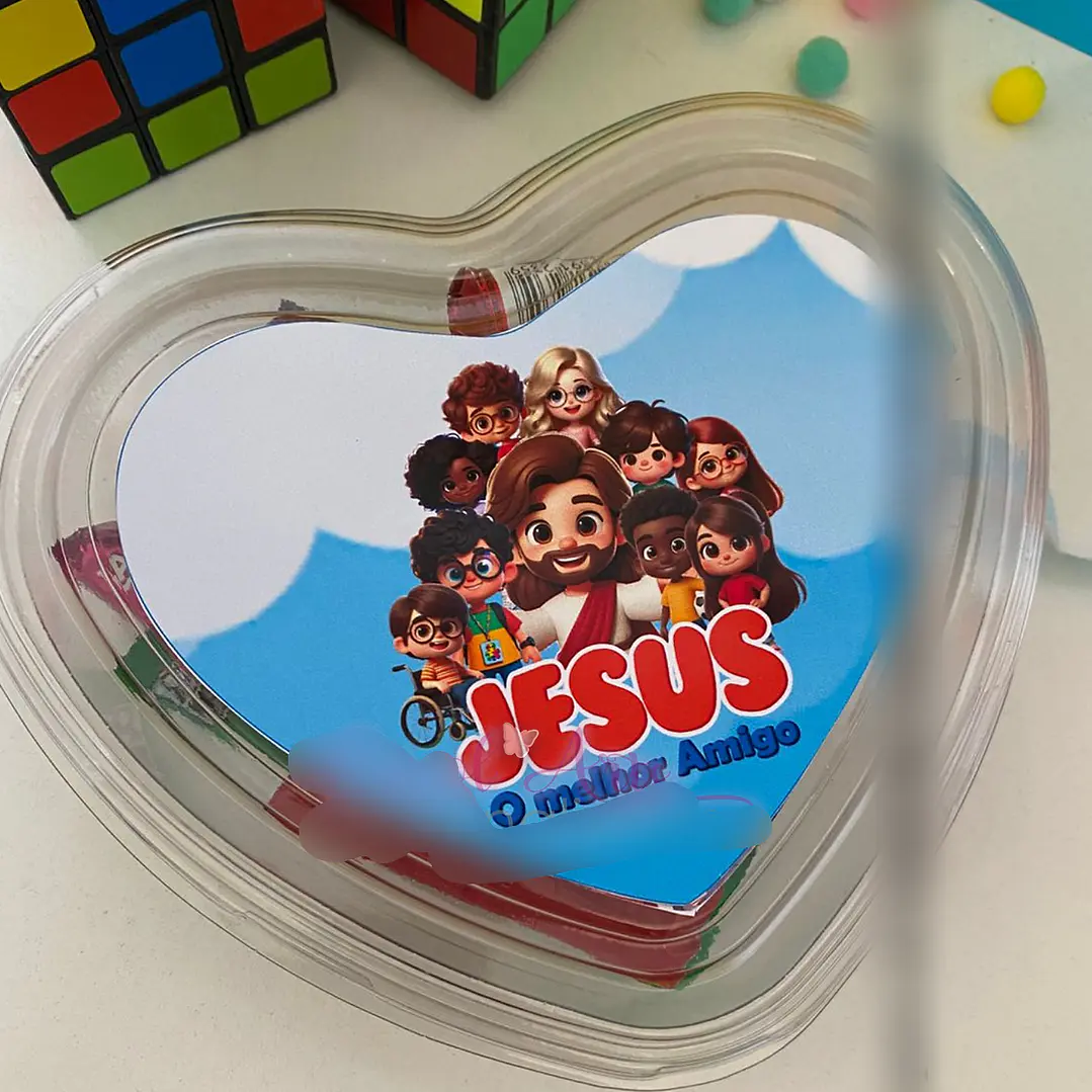 Arquivo Dia das Crianças Arte Coração Acetado Cristão 1