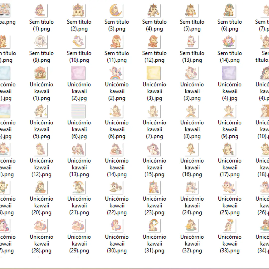 Kit Digital Unicórnio Kawaii  2